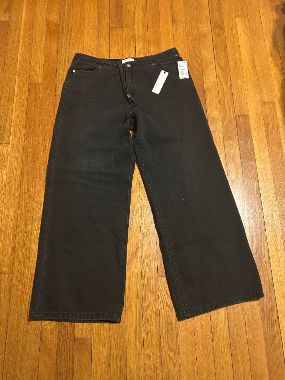 NWT Habitual Black Wide Leg Jeans with Drawstring Women’s 14/32